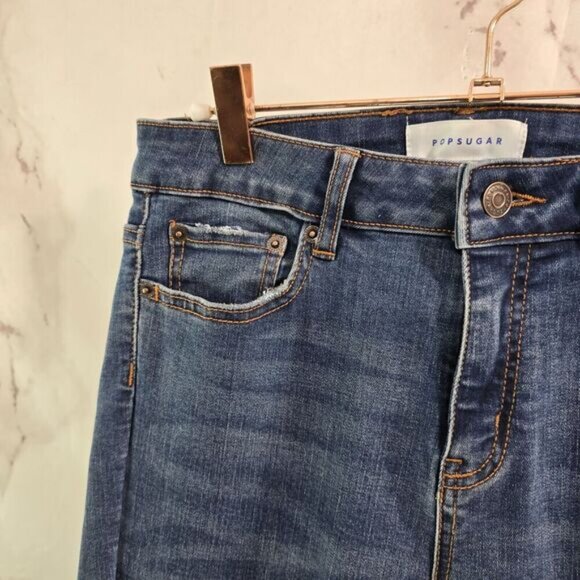 Popsugar Jeans Womens 10 High Rise Skinny Crop Denim Dark Medium Wash - Picture 2 of 12